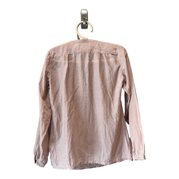 Massimo Dutti Silk Blend Taupe Beaded Split Neck Pullover Peasant Blouse XS - Picture 15 of 16